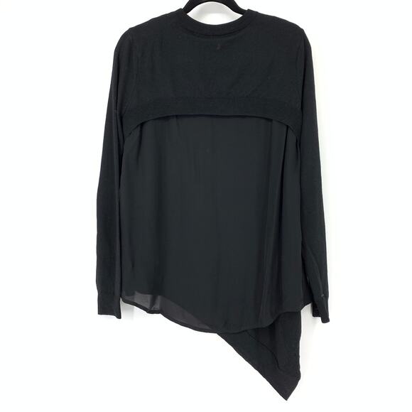 THAKOON Women's Size M Asymmetrical Sweater Long Sleeve Black Wool Silk Panels - Picture 2 of 8